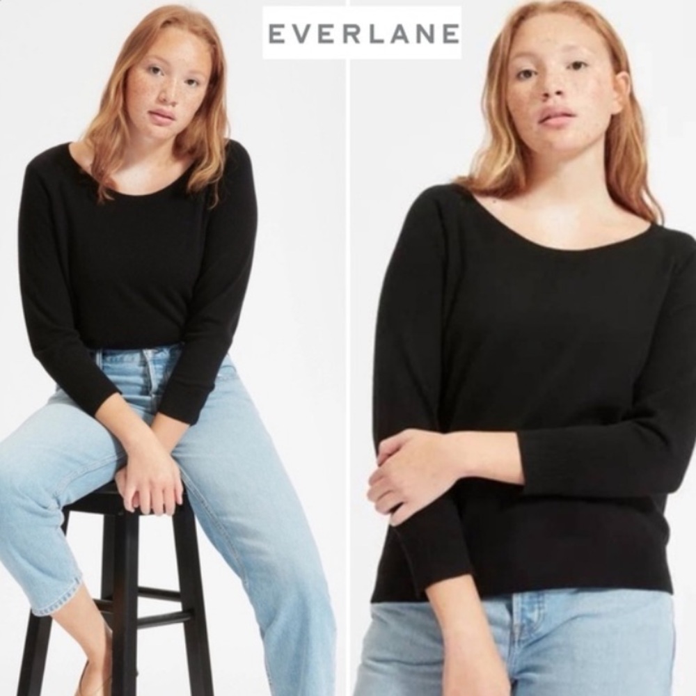 Everlane Women's Black Scoop Neck Ballerina Sweater